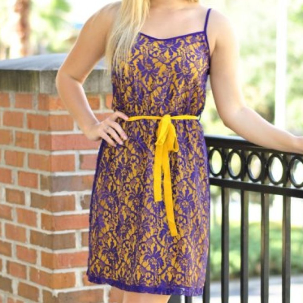 Lace of Scrimmage Dress - Purple/Gold